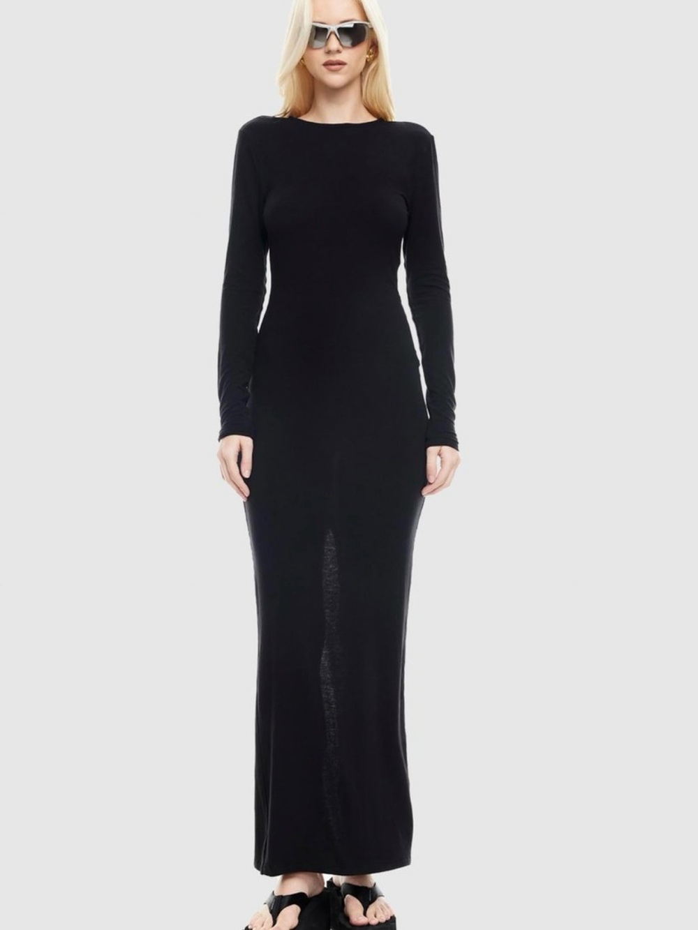 🆕#288~LIONESS Muse Stone Cold Open Back Long Sleeve Maxi Dress, Size Large